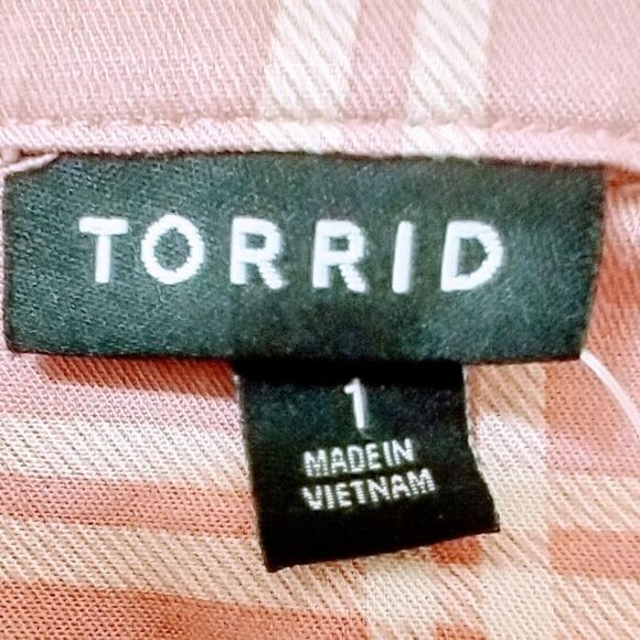 TORRID PLUS SIZE Rose Plaid  ZIP-Front Challis Shirt Dress. - Picture 11 of 16